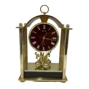 Seiko Quartz Mantel Clock 6-QW-1‎ Gold-Tone Roman Numeral Dial 10.5" x 4.5"